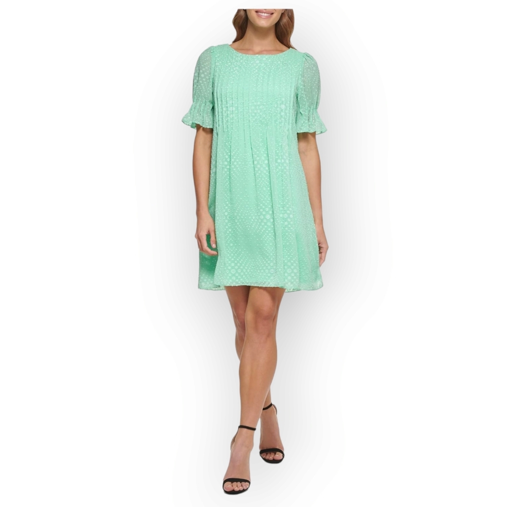 DKNY Women's Pleated Front Cinch Sleeve Flowy Dress Size 16 NWT